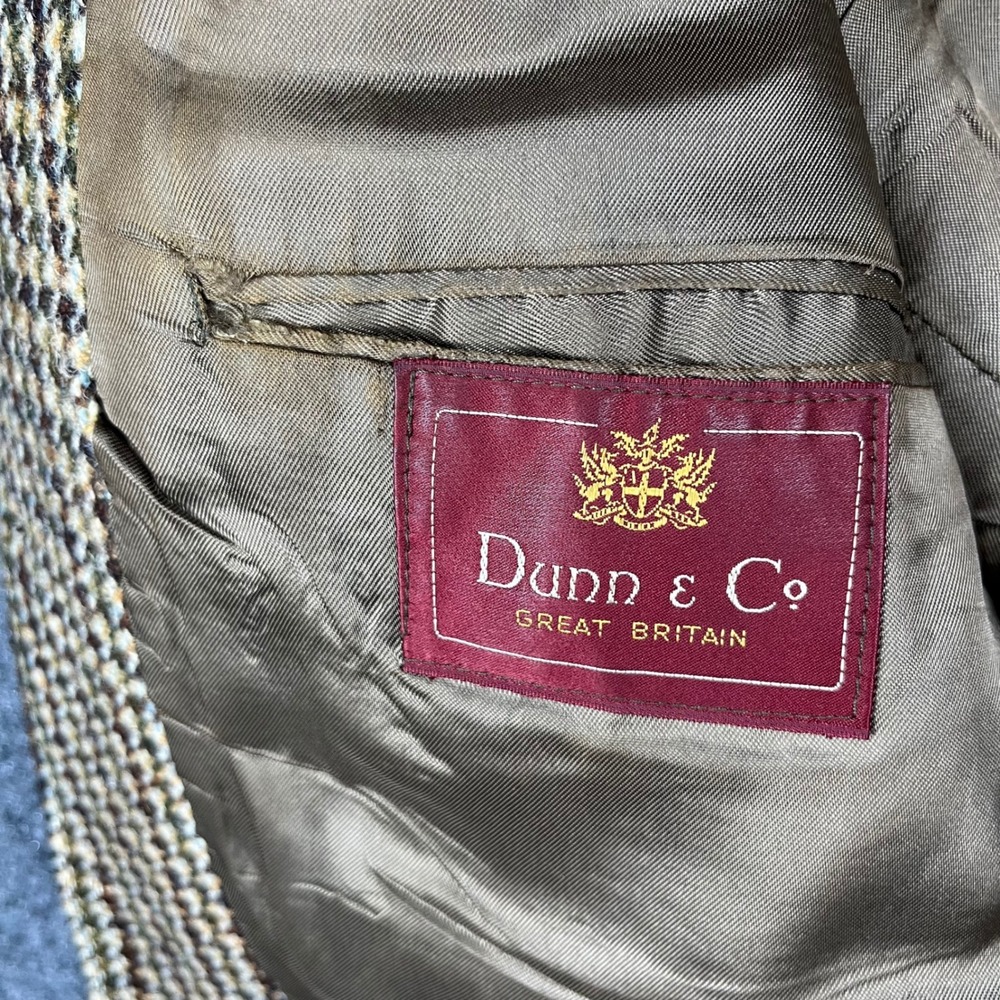 Dunn & Co Harris Tweed Sport Coat Mens 42 Brown Green Wool Check Blazer Vintage - Picture 6 of 14